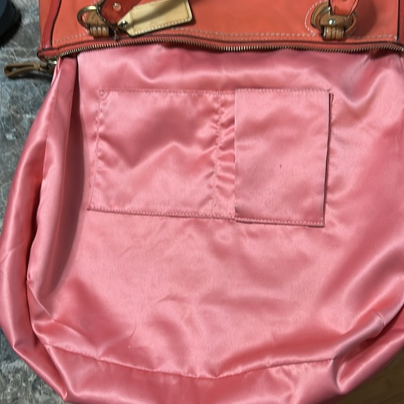 Coach Red/Orange and Brown Leather Shoulder Bag - Picture 5 of 12